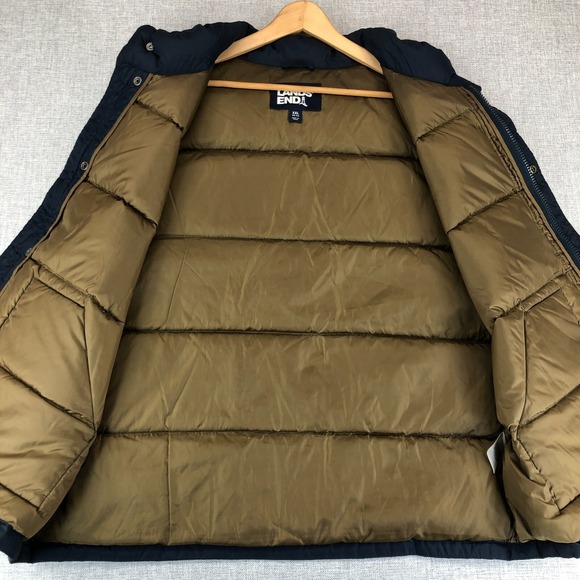 Lands End Goose Down Feather Puffer Blue Vest Snap Front Mens XXL Gilet Heritage - Picture 6 of 11